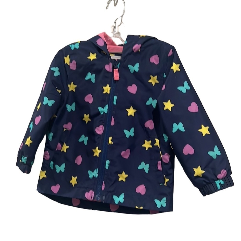 Girls Carter’s butterfly rain jacket. Size 2 toddler - Picture 4 of 15